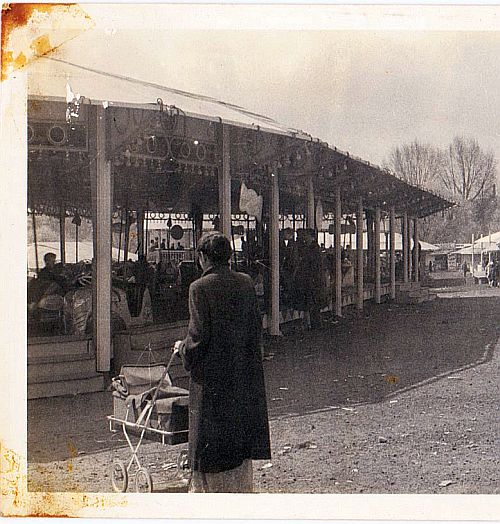 Uma with pram, London, c. 1960 