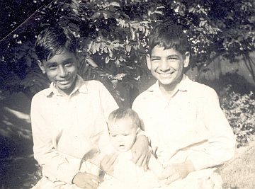 L to R:  Anil Narang (Cousin), Nishi (Niece), Juginder. About 1956.