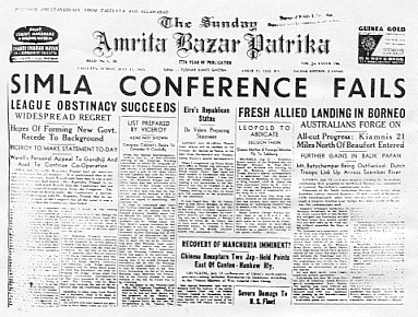 Ananda Bazar Patrika Report on Sihimla Conference 1945