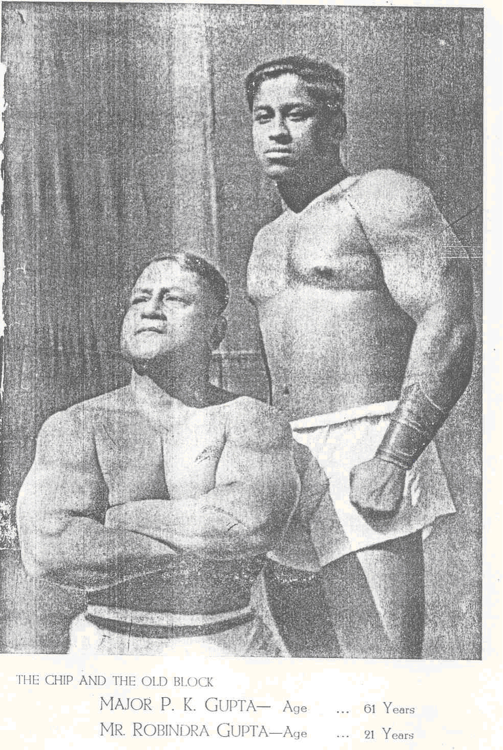 Phanindra Kumar Gupta (61 years) and his son Rabindra Nath (21) in 1944. PK Gupta and his son