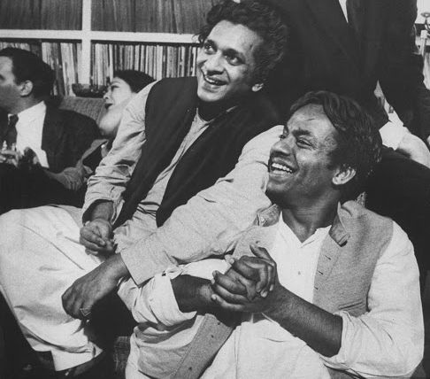 Chatur Lal, right, with Ravi Shankar, sitar player, left.