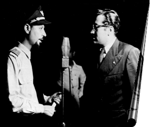 Capt KR Guzdar being interviewed by late Hamid Sayani of All India Radio prior to departure from Santa Cruz Airport, on June 8, 1948