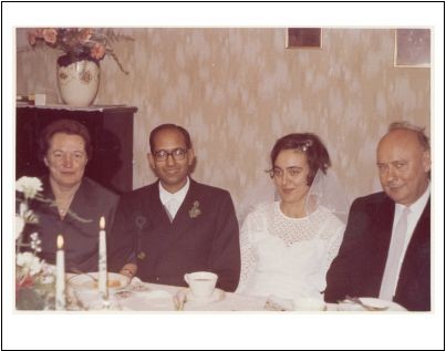 Kailash and Annemarie with her parents at their wedding. February 1969.